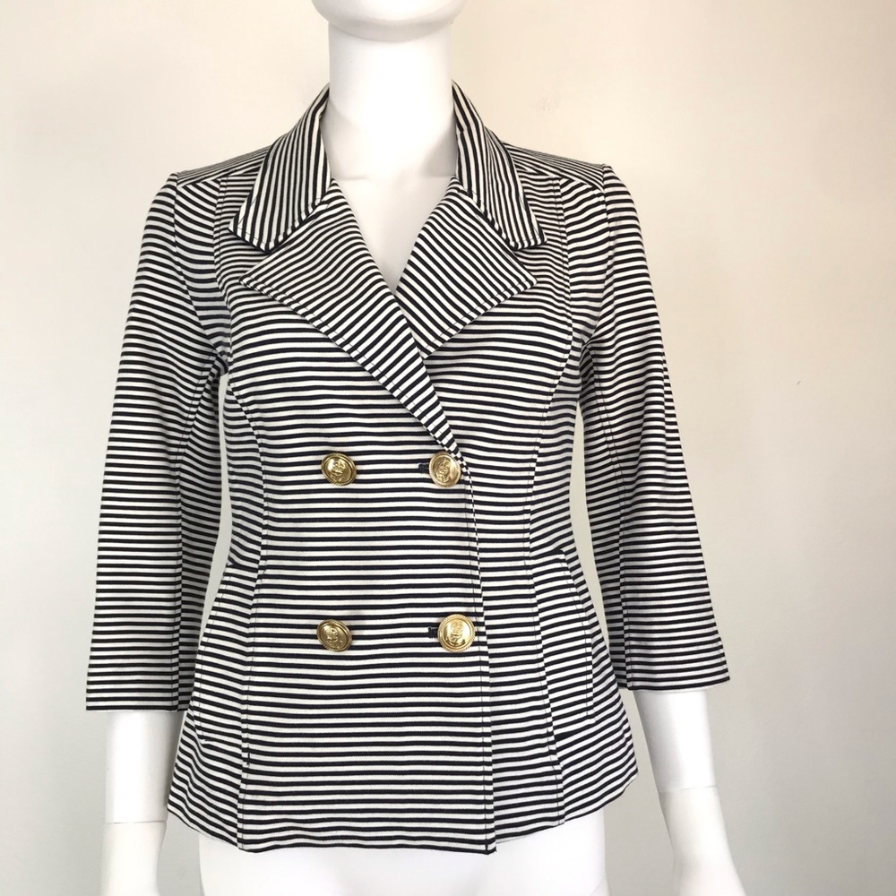 Cabi XS life jacket navy blue white blazer NWOT